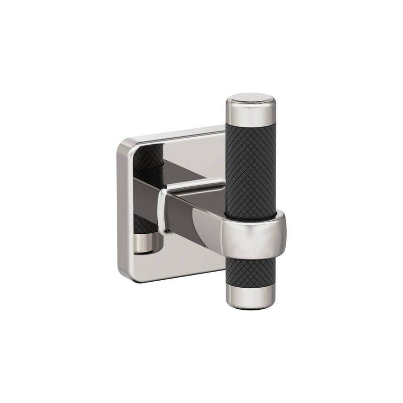 Amerock BH36563PNBBR | Polished Nickel/Black Bronze Single Robe Hook | 2-11/16 inch (68 mm) Length Towel Holder | Esquire | Towel Hook for Bathroom | Bathroom Hardware | Bath Accessories