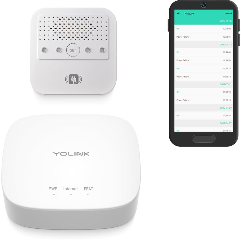 YoLink Smart Power Fail Alarm & Hub Kit, Smart Home Starter Kit with AC Power Outage Alert, LoRa Long-Range, Remote Monitoring, App Alerts, Text/SMS, Email Alerts, IFTTT With Regular Hub