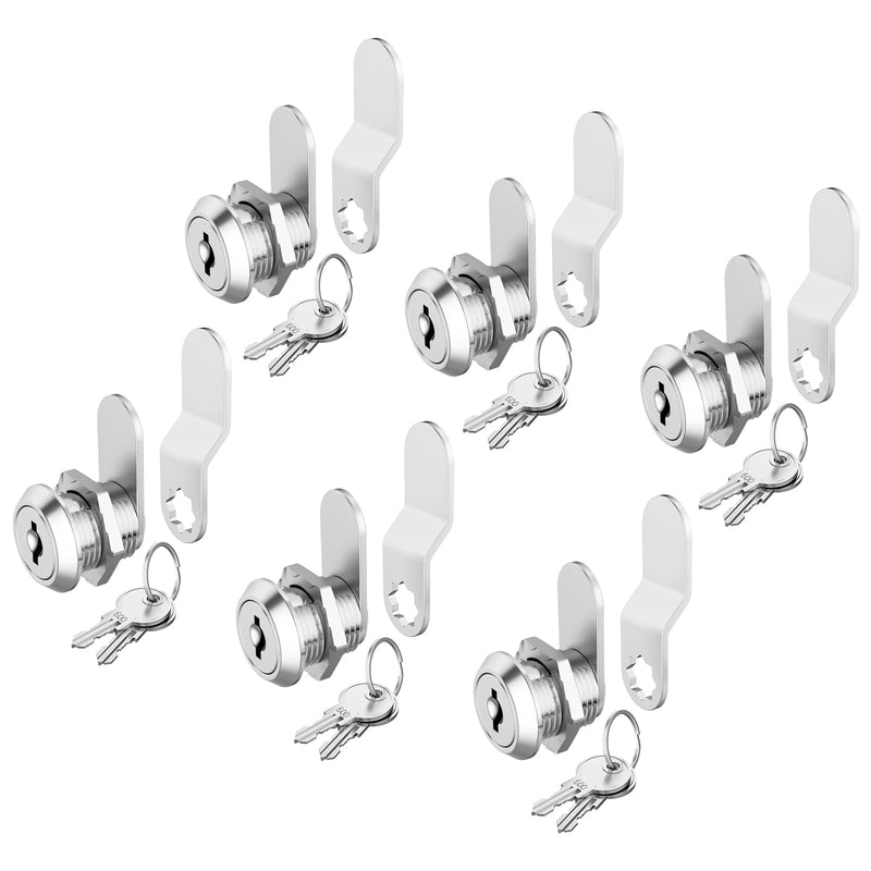 6 Pack Cabinet Locks with Keys, 5/8" Cam Lock keyed Alike, Secure Drawer File Cabinet Mailbox Lock Replacement RV Compartment Locks, Zinc Alloy 6 Pack 5/8 Inch