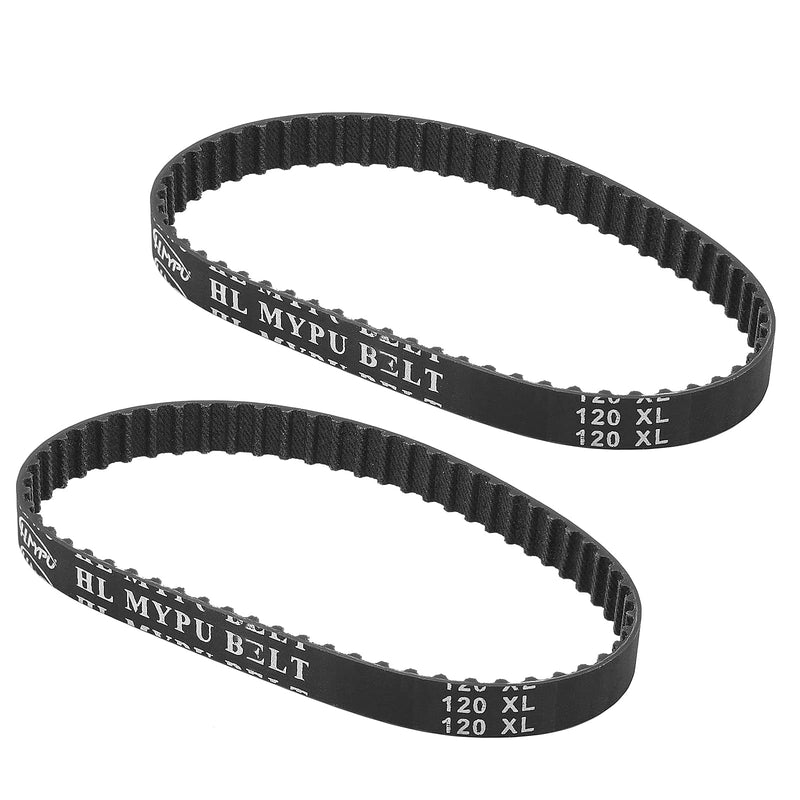 2Pcs 120XL 037 Timing Belt 60 Teeth Black Cogged Rubber Geared Belt 10mm Cog Drive Belt (120XL037)