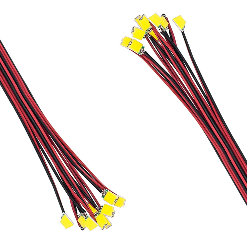 DiCUNO 20pcs Pre-Wired SMD 0805 Light Emitting Diodes, Pre-soldered Micro LED for DIY, Science Projects, Wire Length 16cm (6.3"), Colors: Warm White