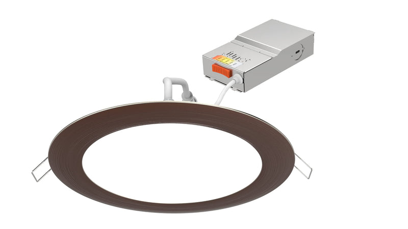Juno WF4 SWW5 90CRI ORB M6 Round LED Wafer Downlight, 120 Volts, Switchable Color Temperature 2700K/3000K/3500K/4000K/5000K, Triac Dimming, 4-Inch Ultra Thin Trim, Oil Rubbed Bronze