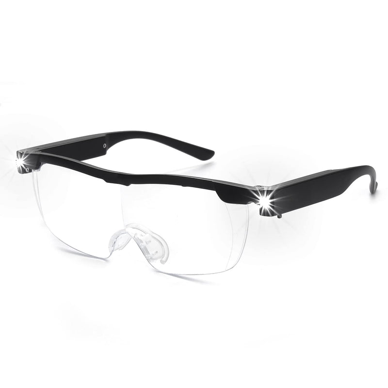 OKH 200% Magnifying Glasses with Light, Rechargeable LED Lighted Magnification Eyeglasses, Bright Sight Hands Free Magnifier Glasses for Close Work, Craft, Jewellers, Reading, Hobby Not Anti-blue Light (Pack of 1) 2.0x