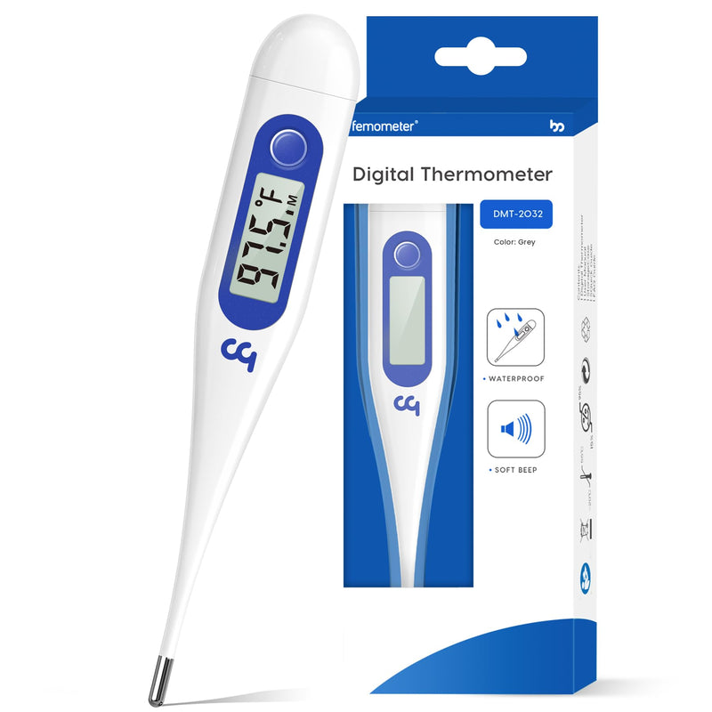 Thermometer for Adults, Oral Thermometer for Fever, Thermometer with Fever Alert, Memory Recall, C/F Switchable, Rectum Armpit Reading Thermometer for Whole Family (Klein Blue)
