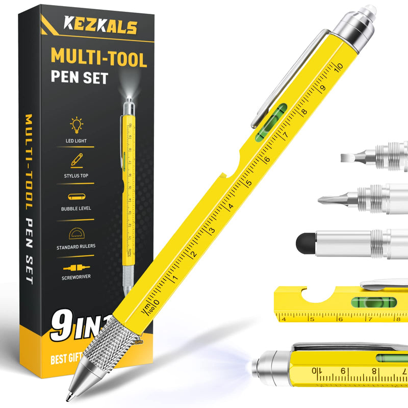 Valentines Day Gifts for Him, 9 in 1 Multitool Pen Mens Valentines Gifts, Gifts for Men Him Boyfriend, Birthday Gifts for Men Dad, Cool Gadgets for Mens Gifts, Gifts for Men Who Have Everything Yellow