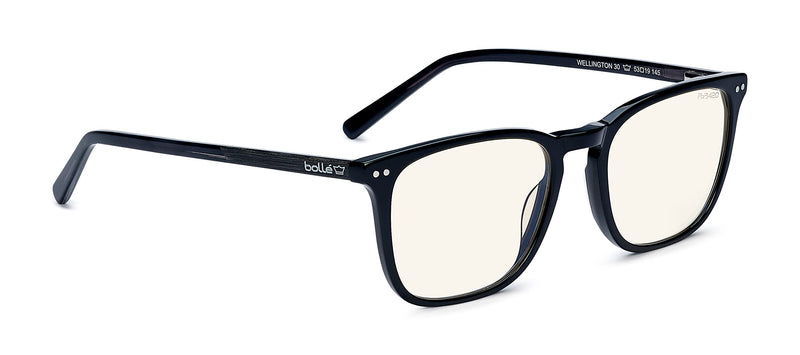 Bollé Safety - WELLINGTON, Blue Light Blocking Safety Glasses, Acetate, PC lenses Shiny Black One Size Plano