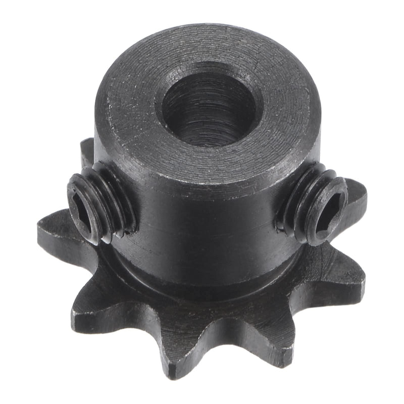 uxcell 9 Tooth Roller Sprocket B Type, #25 Chain, Single Strand 1/4" Pitch, 6mm Bore Black Oxide C45 Carbon Steel with Set Screws for ISO 04C