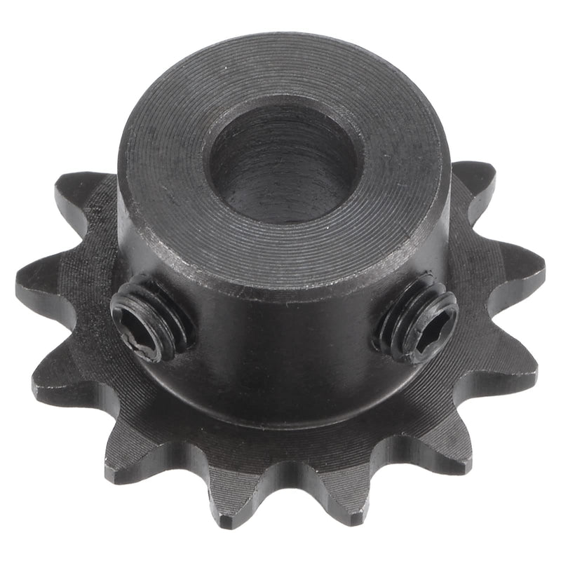 uxcell 13 Tooth Roller Sprocket B Type, #25 Chain, Single Strand 1/4" Pitch, 8mm Bore Black Oxide C45 Carbon Steel with Set Screws for ISO 04C