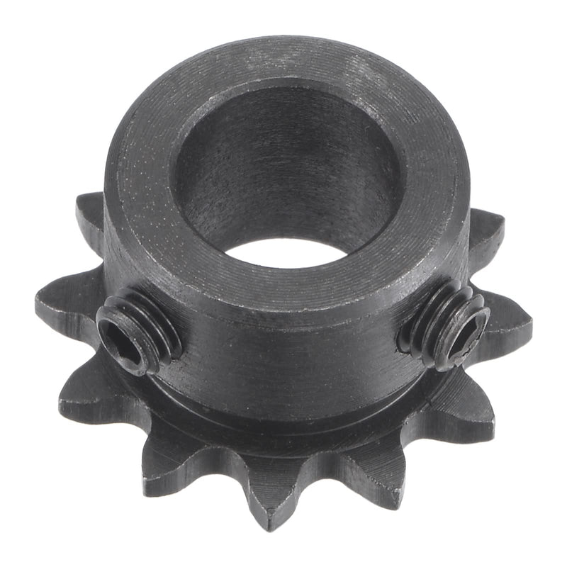 uxcell 12 Tooth Roller Sprocket B Type, #25 Chain, Single Strand 1/4" Pitch, 12mm Bore Black Oxide C45 Carbon Steel with Set Screws for ISO 04C