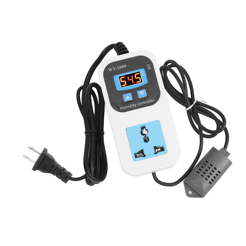 Digital Humidity Controller 0-99% RH Hygrostat with Sensor Outlet 110-220V for Humidifier Dehumidifier HVAC (US Plug) US Plug