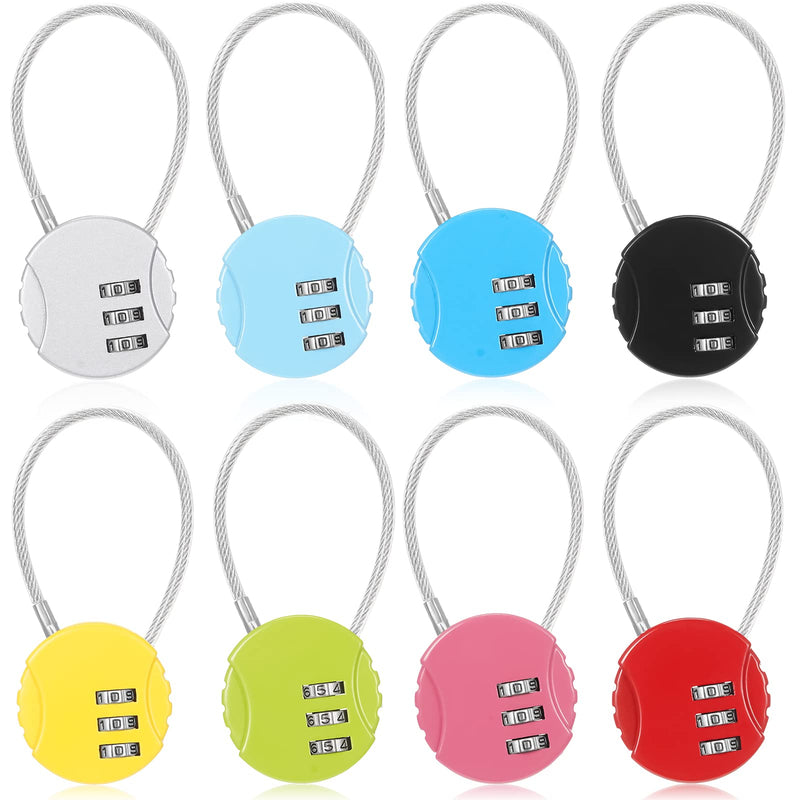 Combination Lock 3 Digit Gym Lock Waterproof Padlock Resettable Bag Luggage Gate Lock Outdoor Combination Fence Lock for School Locker Travel Toolbox Storage Multi Color 8