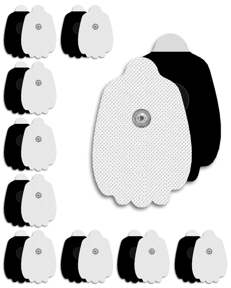 20-Pack TENS Unit Replacement Pads, Long-Lasting Snap Electrodes for 50 Times of Use per Pad, Latex-Free TENS Pads Set Compatible with TENS EMS Devices Using 3.5mm Button Lead Wires White