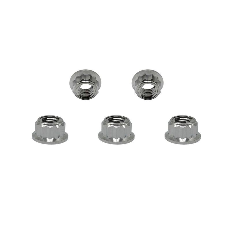 RISON Titanium Bi-Hex Sprocket Nut 12PT Flange Lock nut Titanium Metal Lock nut Pack of 5 (M10x1.25mm,Original) M10x1.25mm Original
