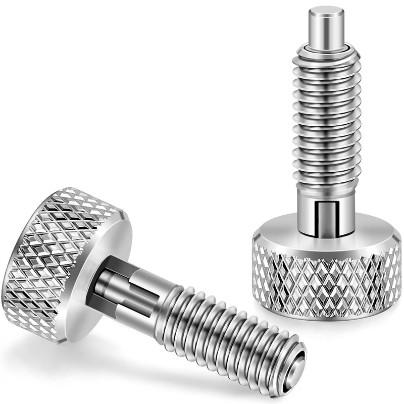 Hand Retractable Spring Plunger with Knurled Handle M6 Quick Release Pins, 1/4''-20 Thread Size 0.500'' Thread Length, No Patch (Silver,4 Packs) Silver 4