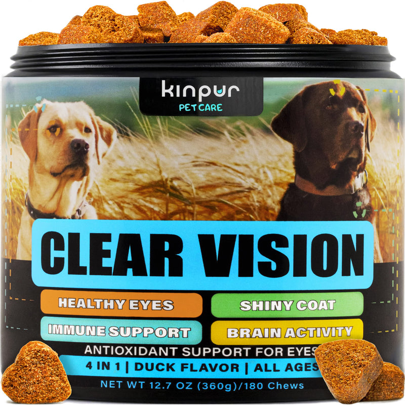 Vision Treats for Dogs - Dog Vision Supplement for Eye Health, Tear Stains, Immune Support - Vitamin С, Zinс, Carrot, Fish Oil, Lutein - 180 Soft Chews with Duck Flavor - for All Breeds and Ages - PawsPlanet Australia