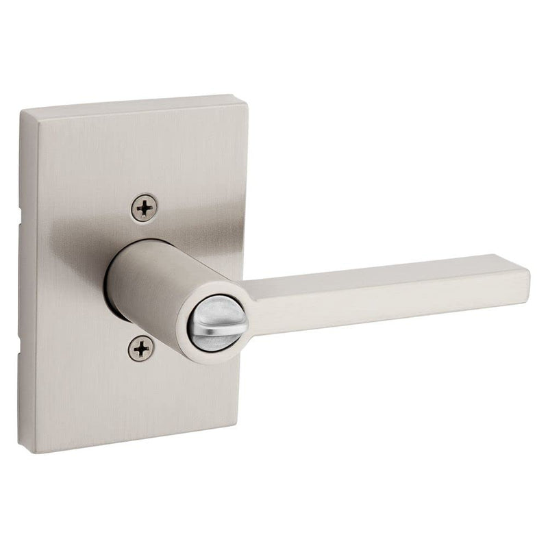 Kwikset Halifax Entry Door Handle with Lock and Key, Secure Keyed Reversible Lever Exterior, For Front Entrance and Bedrooms, Satin Nickel, Pick Resistant Smartkey Rekey Security and Microban Keyed Entry