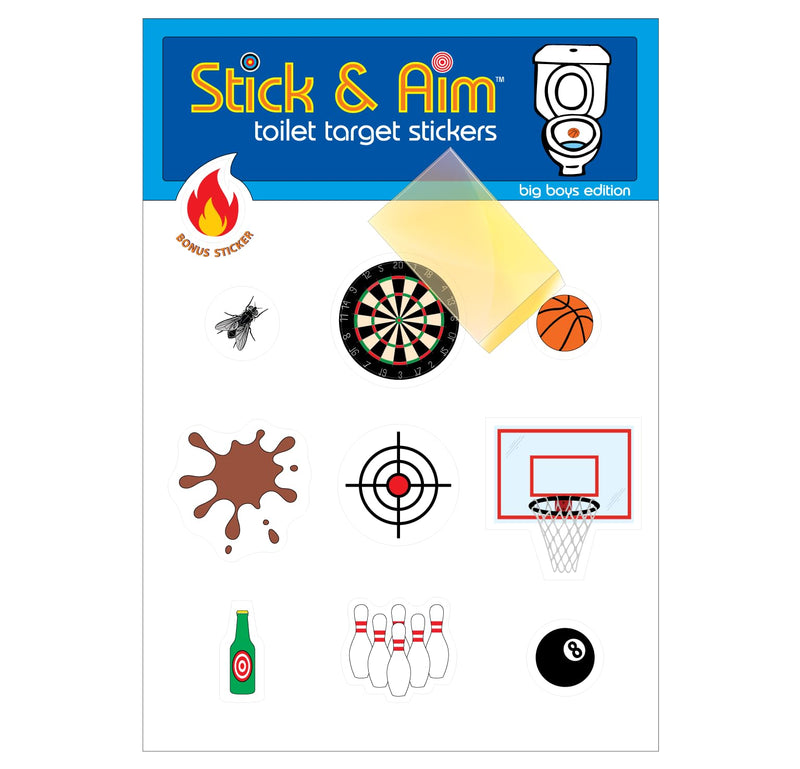 Toilet Target Stickers for Big Boys with Sticker Applicator Tool, Sticks on Wet Surface, Fun Toilet Target Aiming Stickers for Boys and Men