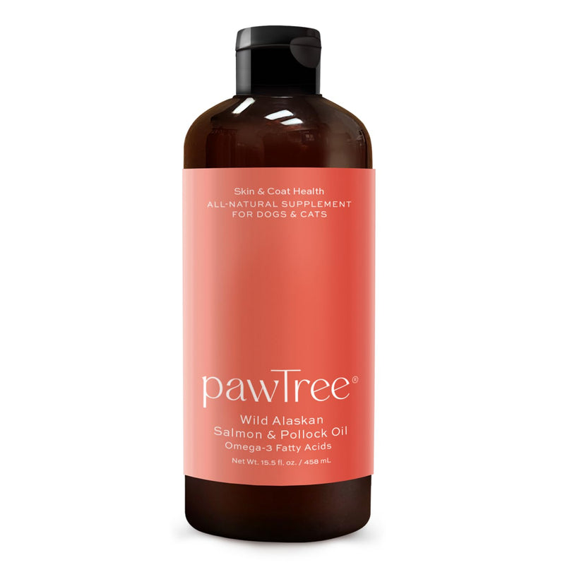 pawTree Salmon Oil-Dog and Cat Fish Oil Supplement-Ideal for excessive shedding control, seasonal allergies, itch relief, dry, irritated skin. With over 15 heart-healthy Omega-3 & Omega-6 Fatty Acids. 15 fl Oz - PawsPlanet Australia