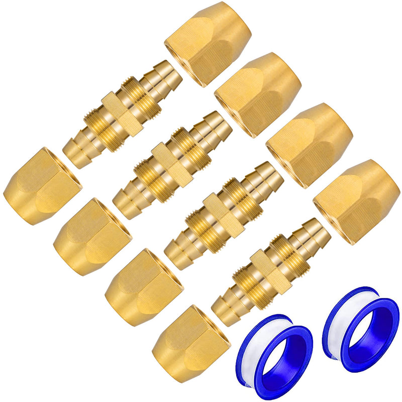 4PCS Soild Brass Air Reusable Hose Splicer For 1/4-Inch ID Hose,Hose Air Hose Repair Fitting (4 Pack 1/4 Inch) 4 Pack 1/4 Inch