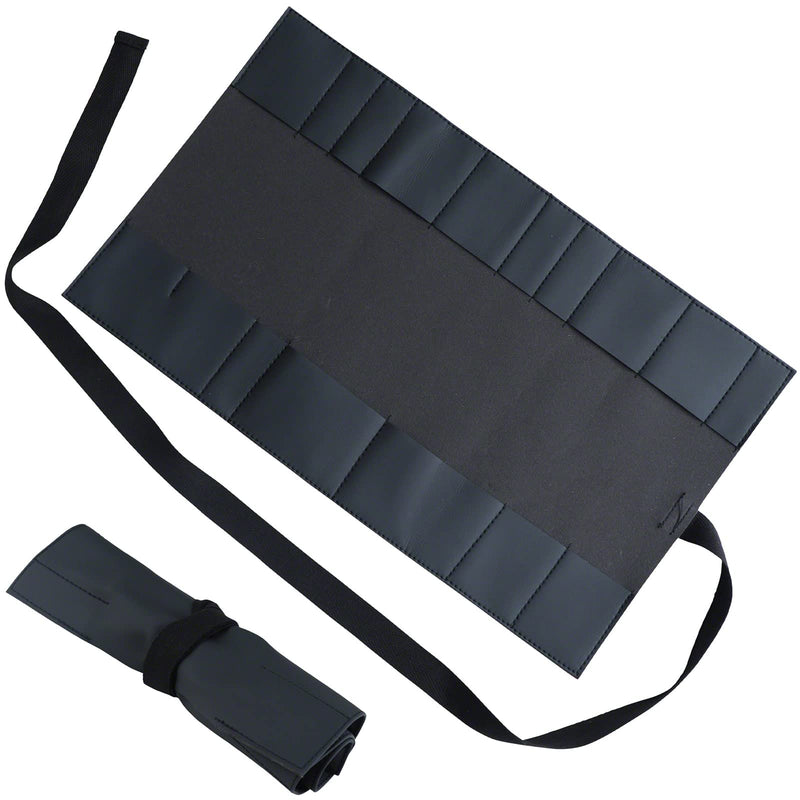 Wazakura Made in Japan Bonsai Tool Case with 16 pockets in Polyurethane Leather, Japanese Garden Tool Kit Roll Storage Bag - 16 Pockets Black PU Leather