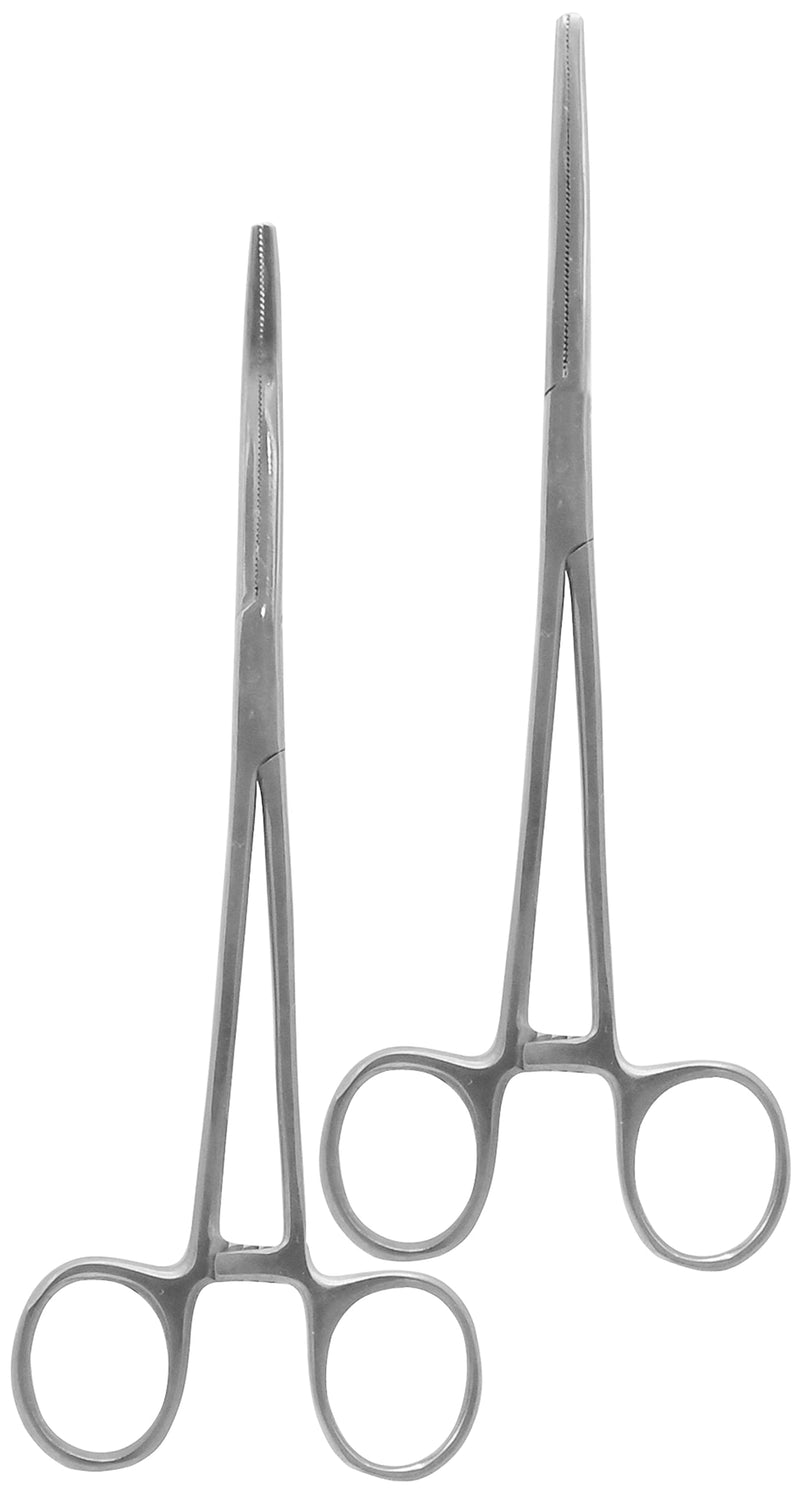 2 Pcs 8" Locking Straight & Curved Hemostat Set -Hemostat Forceps Set - Stainless Steel Locking Tweezer Clamps - Ideal Hemostats for Nurses, Fishing Forceps, Crafts and Hobby