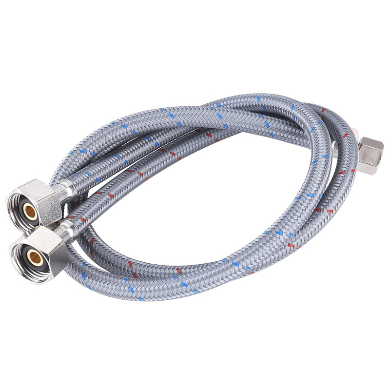 WOWOW 16 Inch Faucet Supply Hose Faucet Line Braided Nylon Sink Faucet Supply Line 3/8" Comp x 1/2" Comp 2Pcs (1 Pair)