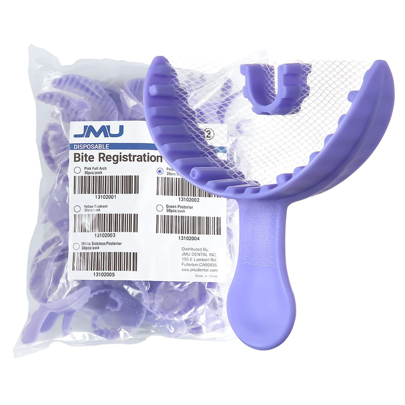 JMU Anterior Bite Registration Trays 35 Pcs, Purple Disposable Dental Impression Trays