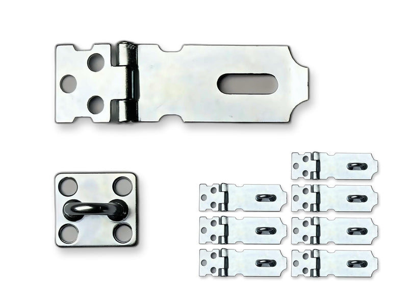 QCAA Safety HASP with Fixed Staple Steel Construction 2-1/2" Inch, Zinc Plated, 8 Pack, Made in Taiwan