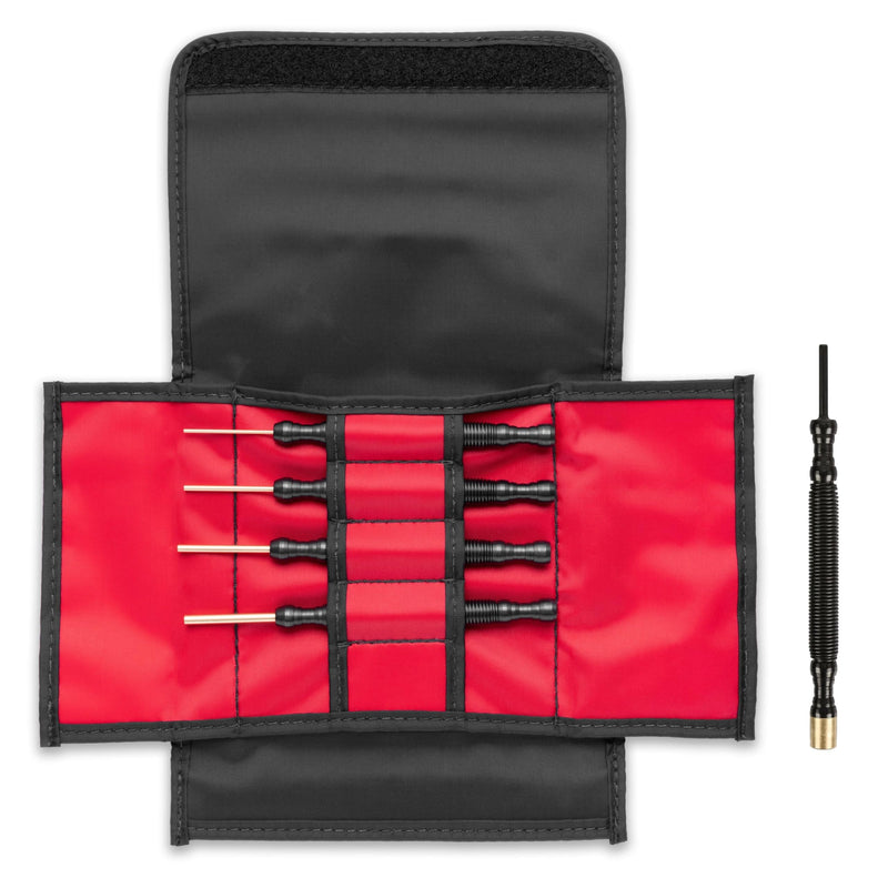 HIT Tool Hammerless Spring Punch Brass Pin Set: 1/16” x 1 3/8” Tip, 3/32” x 1 3/8” Tip, 1/8” x 1 3/8” Tip & 5/32” x 1 3/8” Tip