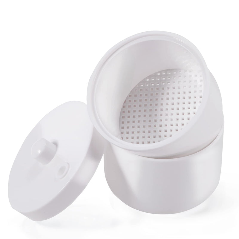 Annhua Dental Bur Holder Cleaner with Strainer, Round Soak Box for Burs Cleaning, Soaking - White