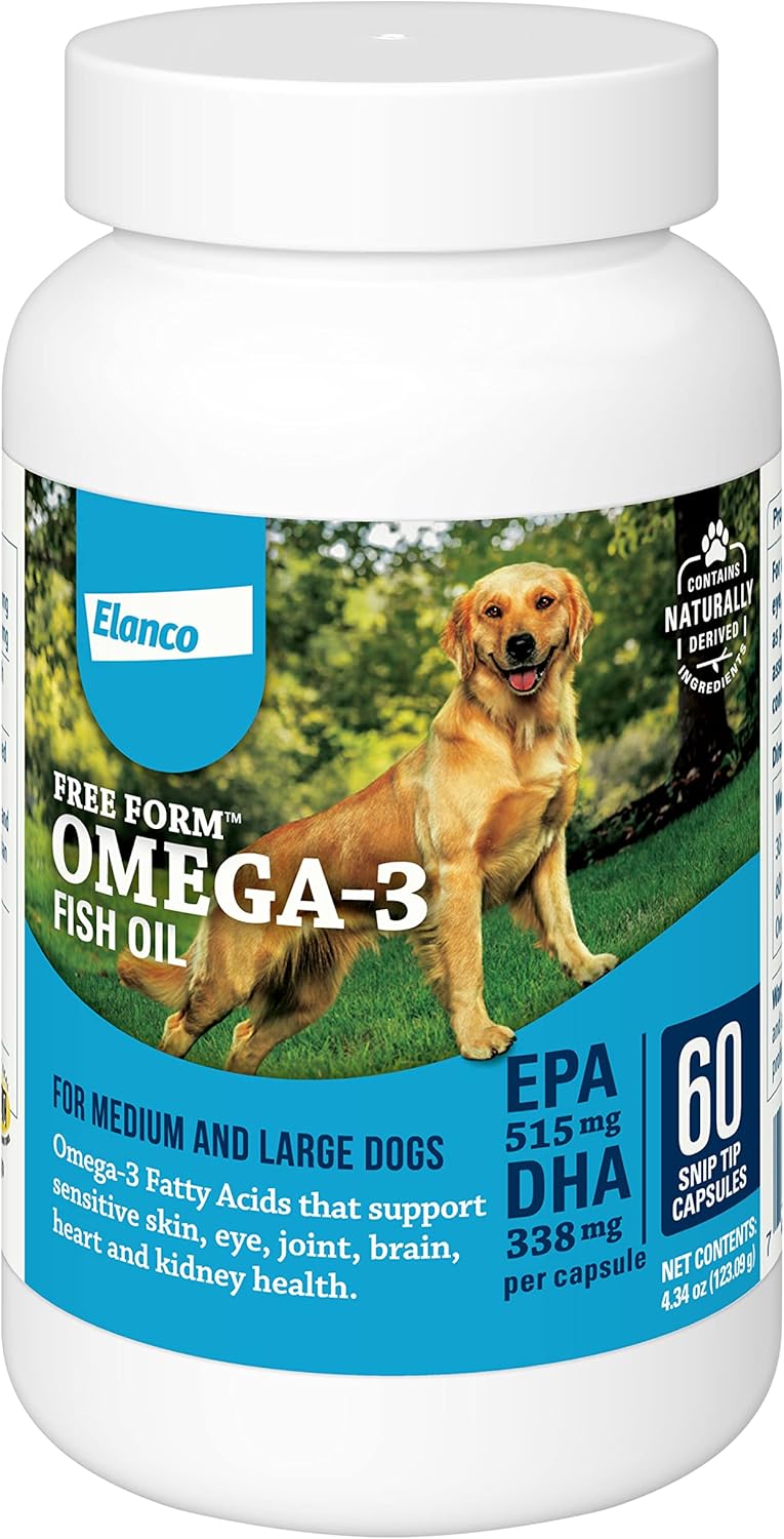 Omega 3 Fish Oil for Dogs, 1250mg High Natural Omega-3, DHA, EPA Fish Oil Supplements for Pets, Supports Dog Dry Skin, Itching & Shedding - Strengthen Immune, Heart, Hip & Joint Health - 60 Counts - PawsPlanet Australia