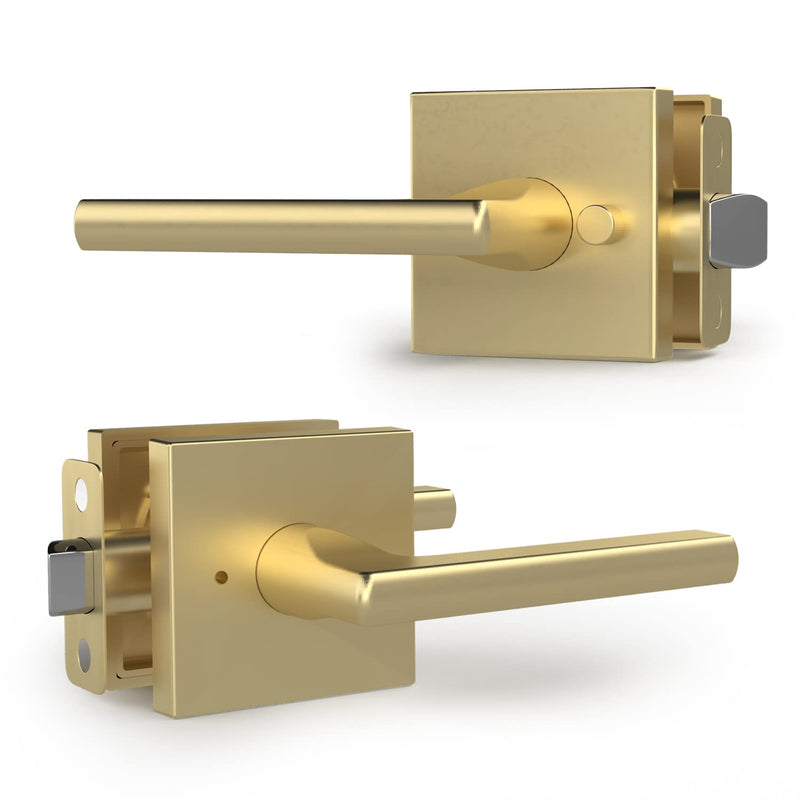 Mega Handles Prime Privacy Lever Door Handle for Hallway, Closet and Bathroom, Keyless Design Door Levers, Fits All Standard Door Sizes, Covered Screws Included - Satin Brass (1 Pack), 5'' 1 Pack