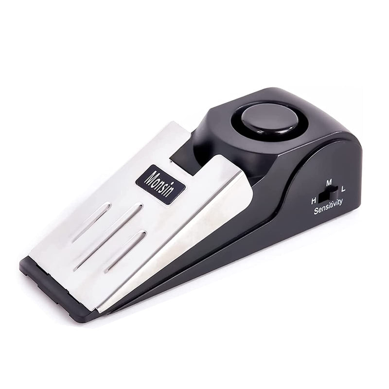 Door Stop Alarm, Door Stopper with 120DB Security Alarm, Floor Wedge Doorstop for Travel Apartment Home House (Pack of 1) 1 Pack Black