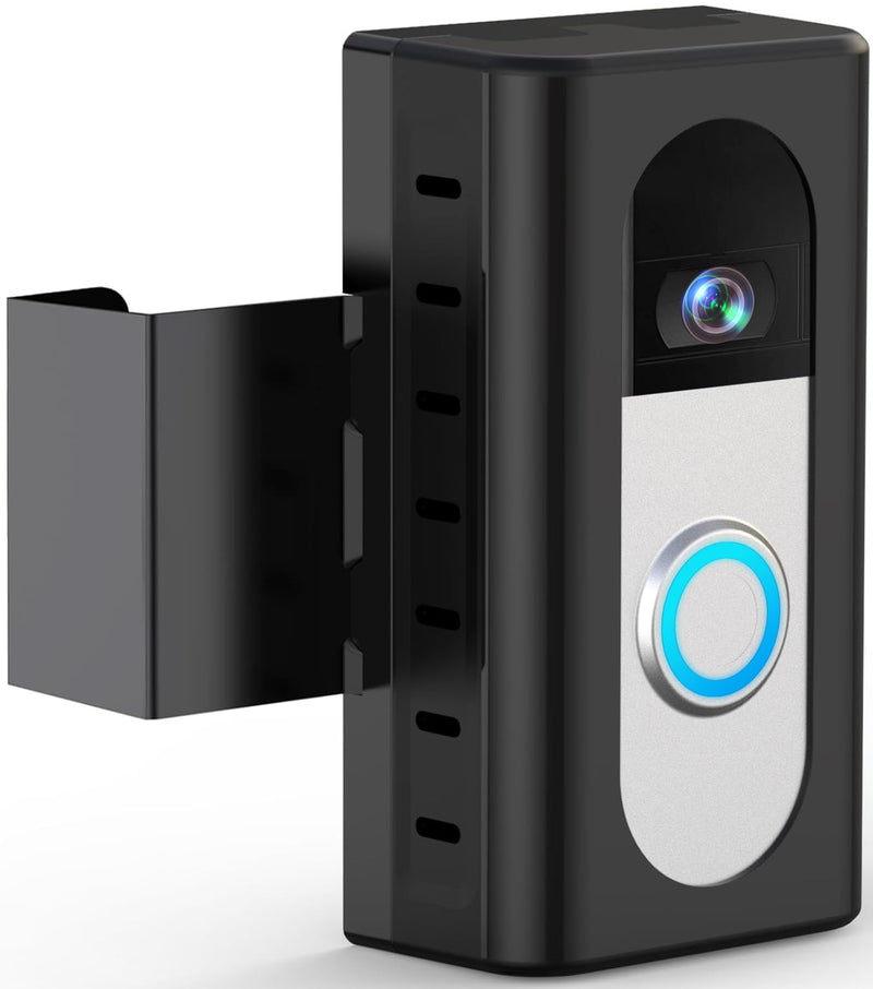 QIBOX Anti-Theft Video Doorbell Mount Compatible with Ring/Blink Wireless Video Doorbell 4/3/3 Plus/2/1/(2020 Release), Adjustable No-Drill Mounting Bracket Wedge Adapter Holder Accessories Black