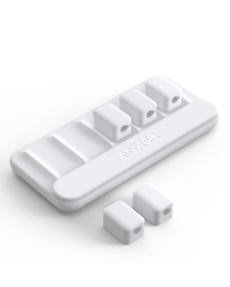 Anker Magnetic Desktop Cord Holder, Multipurpose Wire Keeper for Lightning, USB-C, Micro Cables - Sticks to Wood, Marble, Metal, Glass (White) 1 Pack White