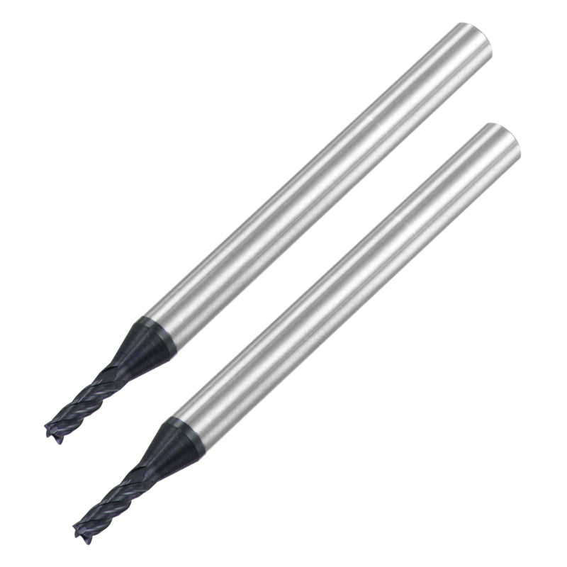 uxcell Square Nose End Mill, 2mm Tip Dia Solid Carbide AlTiN Coated CNC Router Bits 4 Flute Spiral Milling Cutter HRC45 with 4mm Shank 50mm (2-inch) Length, 2pcs 2.0mmx6mmx4mmx50mm