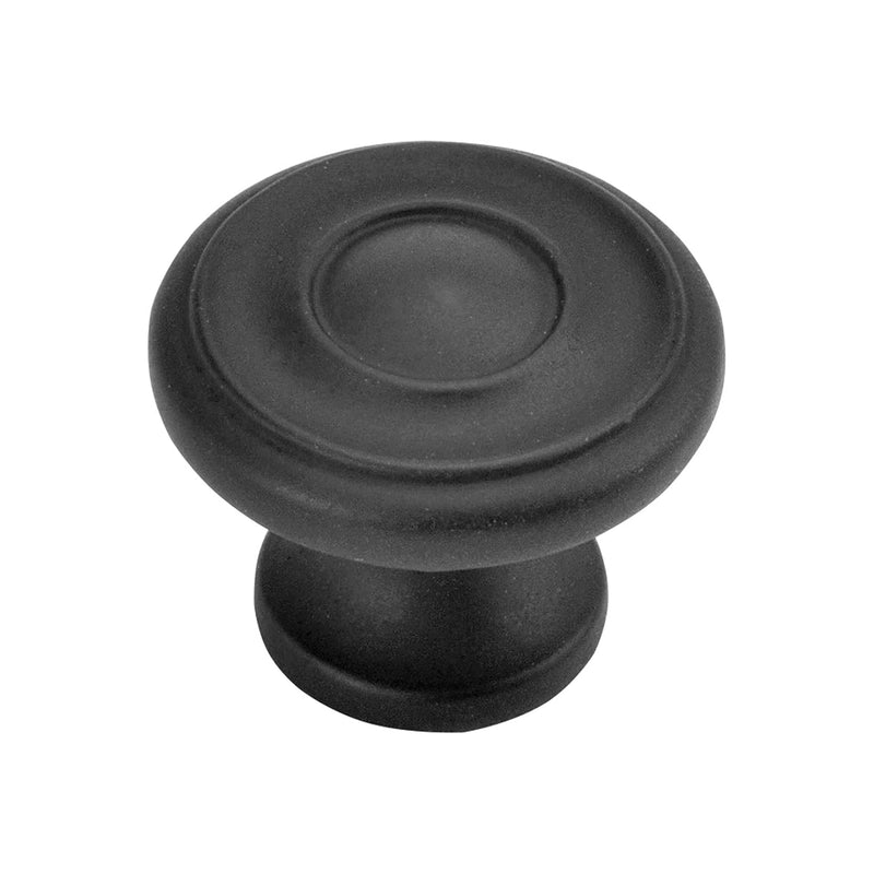 Hickory Hardware Cottage Collection Knob 1-1/4 Inch Diameter Matte Black Finish (10 Pack) 10