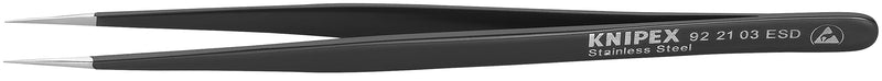 KNIPEX Tools 92 21 03 ESD Stainless Steel Gripping Tweezers-Needle-Point Tips-ESD, 5-1/2"