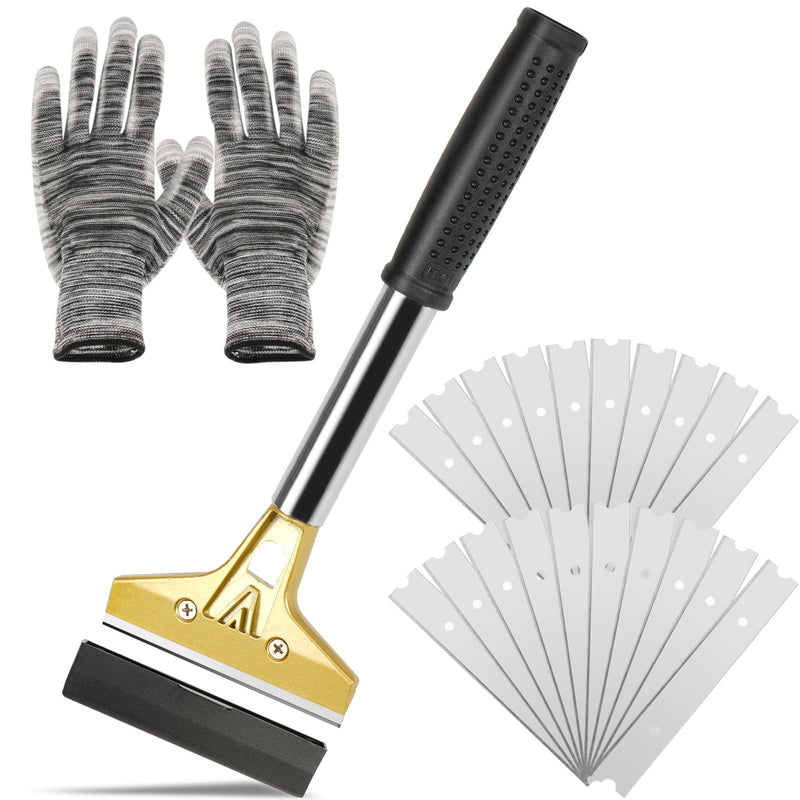 Razor Blade Scraper, 4 In Floor Scraper Tool with 20PCS Extra Metal Blades, Paint Scraper Ideal for Cleaning Stove Top, Windows, Glass, Tiles, Wall, Labels…… 9.9 ounces