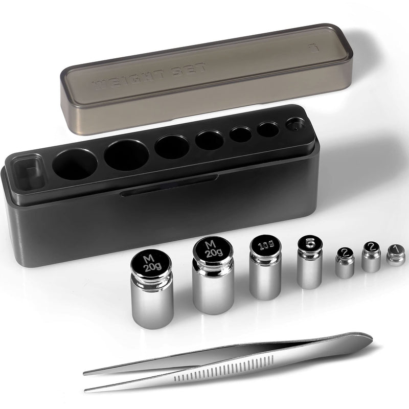 Calibration Weights Set, 7pcs 1-60g Calibration Gram Scale Weights Kit, Small Test Weight for Scales Digital Weight Grams, Includes: 1g*1, 2g*2, 5g*1,10g*1, 20g*2,1 Piece Tweezers