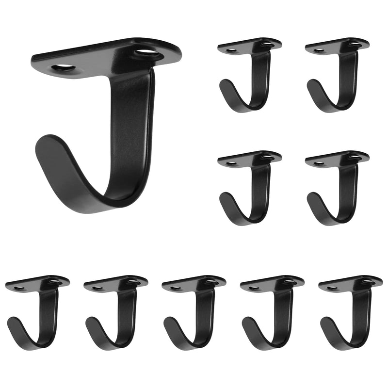 NearMoon Stainless Steel Screw Mounted Ceiling Hooks, Under-Shelf Towel/Robe Clothes Hook Heavy Duty Coat Hanger for Bathroom Kitchen Cabinet Garage, 10 Pack (Matte Black) Matte Black