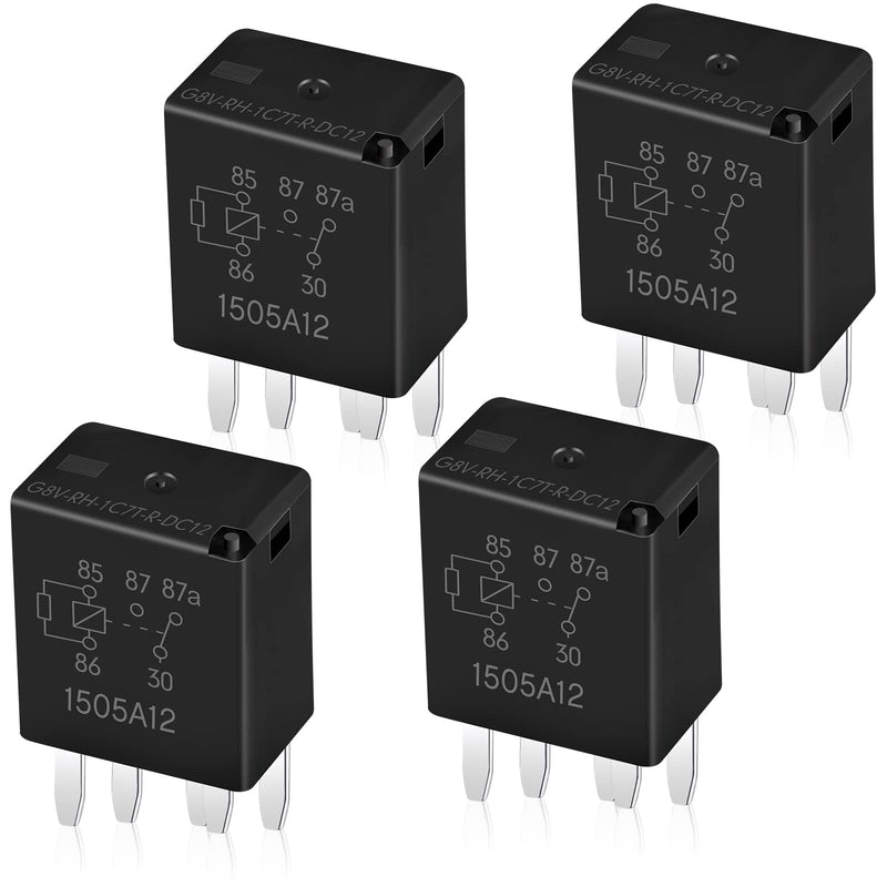 G8V-RH-1C7T-R-DC12 Power Relay Multi Purpose Fuel Pump Black Automotive Automotive Relay Replacement Electrical System Electromechanical, 5 Pin (4 Pieces) 4