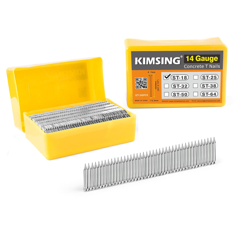 14 Gauge 3/4-Inch (18mm) Concrete Nails 800PCS/Box T Nails for Truss Building, Construction Framing and Concrete Nailing ST18 Nails(800 PCS/BOX)