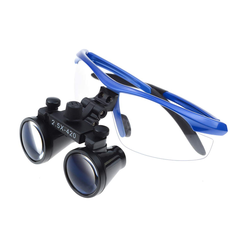 2.5X420MM Dental Surgical Binocular Magnifier Loupes Surgical Magnifier Optical Glasses Blue