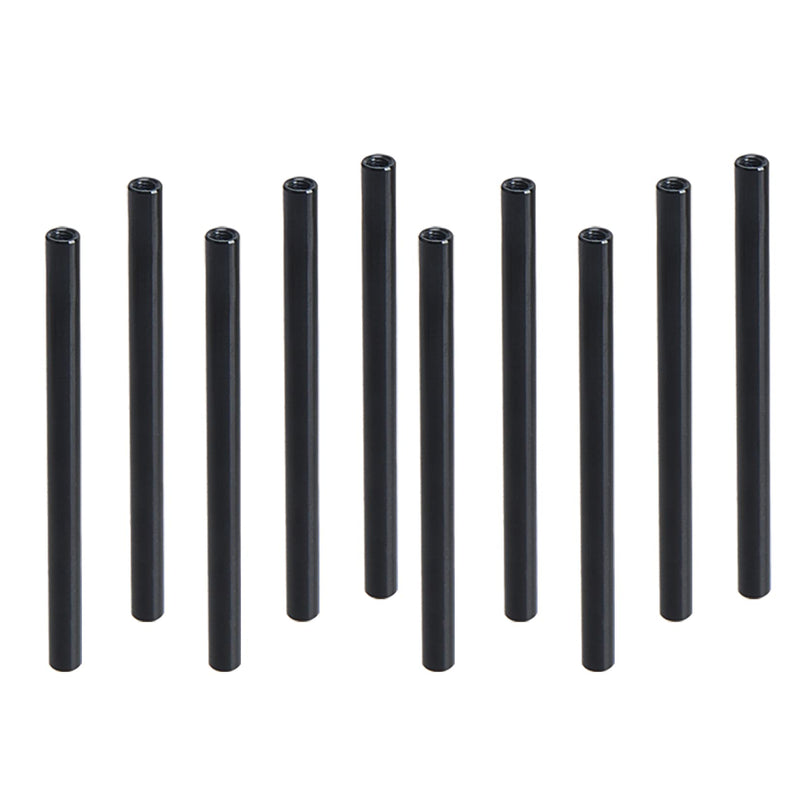 10PCS M3x70mm Aluminum Column Standoff Round Spacer Standoff Stud Fastener Rods Suitable for RC Airplane,FPV Quadcopter,CNC - Black