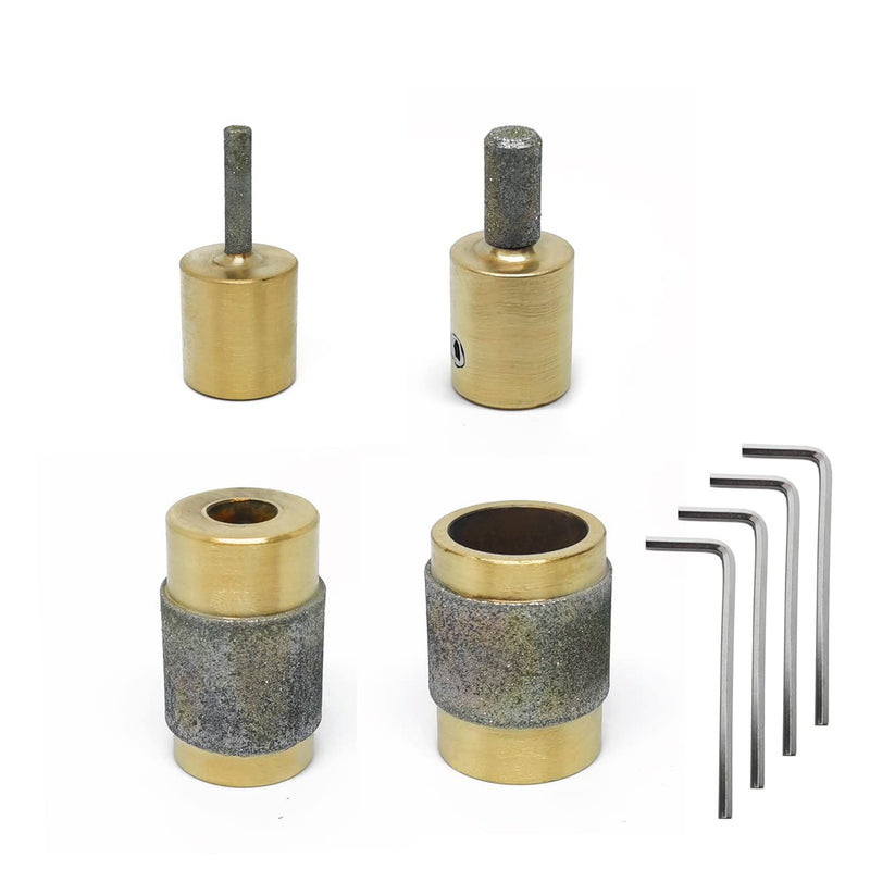Glass Grinder Bits 4 PCS Diamond Stained Glass Grinding Wheel Includes 1 3/4 1/4 1/8 Inch Diamond Glass Grinder Heads 1/8"+1/4"+3/4"+1"