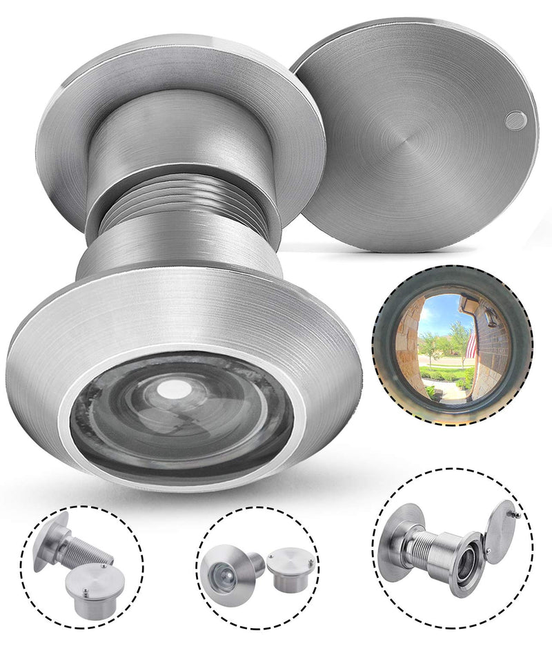 Earl Diamond - Solid Brass Door Peep Holes for Front Door, 220-Degree Door Viewer Peephole with Heavy Duty Rotating Privacy Peephole Cover for 1-21/32" to 2-1/8" Thick Door (Satin Nickel Finish) Satin Nickel Finish