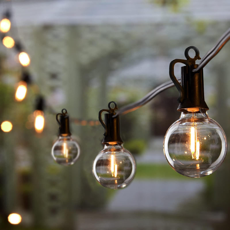 Brightown Outdoor String Lights - Connectable Dimmable LED Patio String Lights with G40 Globe Plastic Bulbs, All Weatherproof Hanging Lights for Outside Backyard Porch (50 ft - 25 LED Bulbs) Black 50 ft - 25 LED Bulbs