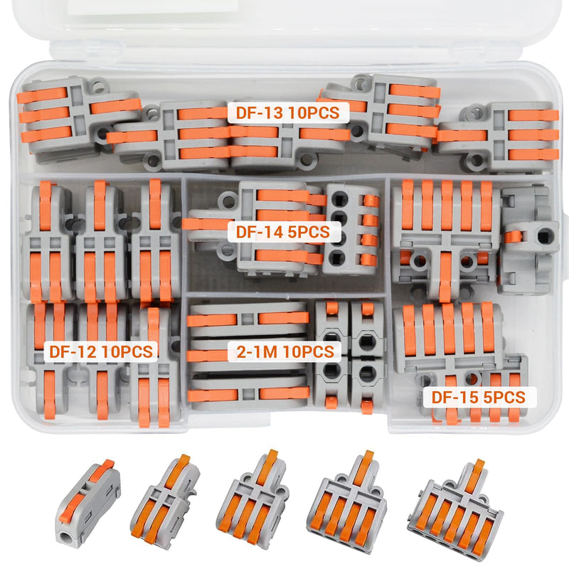 40PCS Lever Wire Connector,1 in i Out-1 in 5 Out Wire Splitter,Compact Wire Connectors Splicing Connectors for Circuit Inline 28-12 AWG