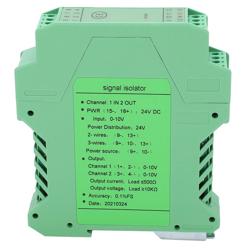 DC Signal Isolator, Analog Signal Isolator, 0-10V To 0-10V High Reliability 1 IN 2 OUT DC24V Powered Current Signals Conditioner for 2 or 3 Wire Transmitters